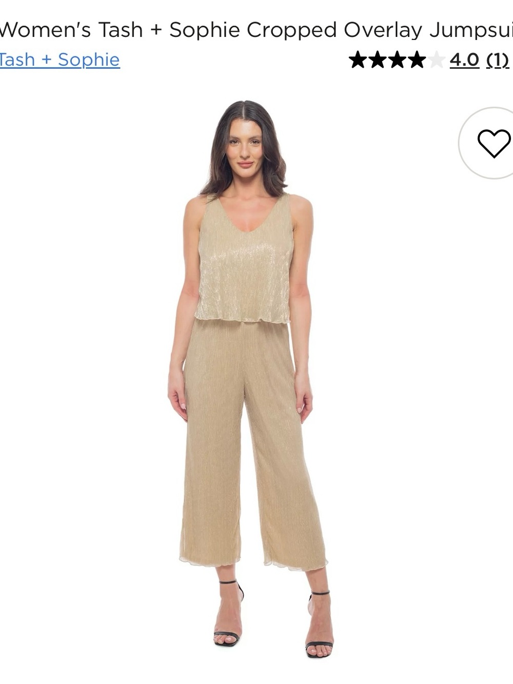 V-Neck Cropped Overlay Jumpsuit in Champagne